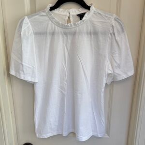 Ann Taylor White Puff Sleeve Blouse
